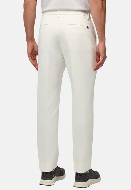 Stretch Cotton Trousers, White, hi-res