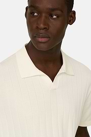 Polo Di Maglia In Cotone Seta, Crema, thumb, 4