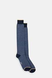 Long Socks Striped Cotton Blend, Navy blue, thumb, 2