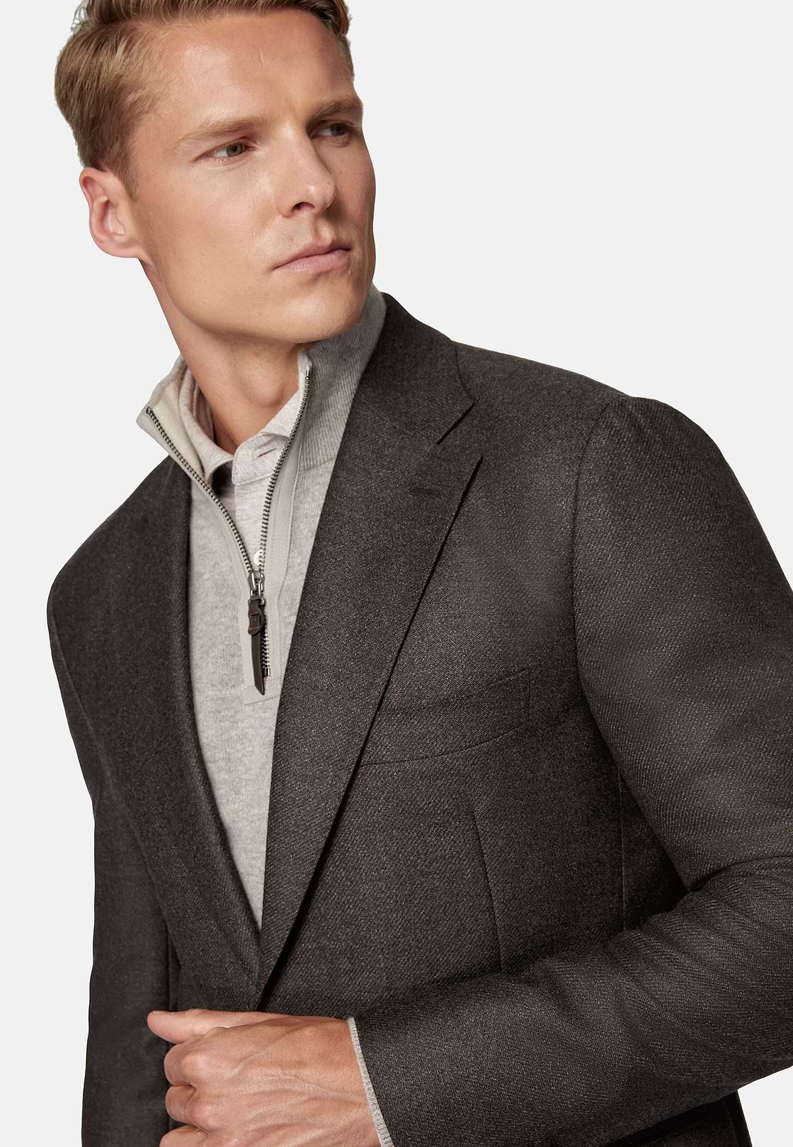 Brown Jacket In Pure Wool, Brown, hi-res