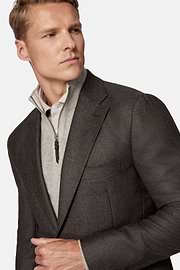 Brown Jacket In Pure Wool, Brown, hi-res