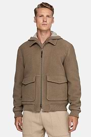 Bomber Jacket In Padded Wool, Taupe, hi-res