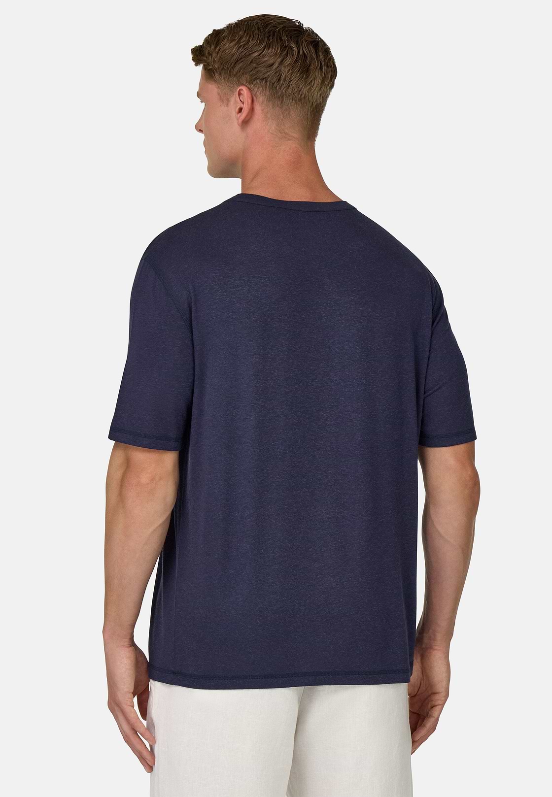 Cotton and Viscose Jersey T-Shirts, Navy blue, hi-res