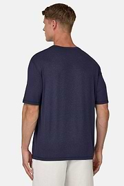 Cotton and Viscose Jersey T-Shirts, Navy blue, hi-res