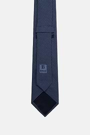 Houndstooth Pattern Silk Tie, Navy blue, hi-res