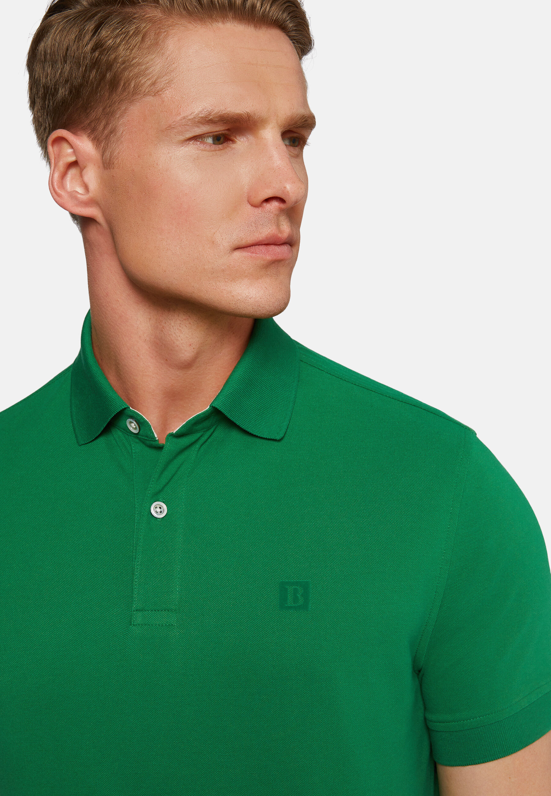 Cotton Piqué Polo Shirt, Green, hi-res