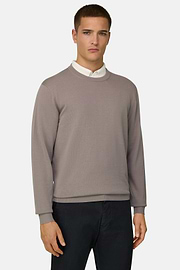 Cotton Crew Neck, Taupe, thumb, 1