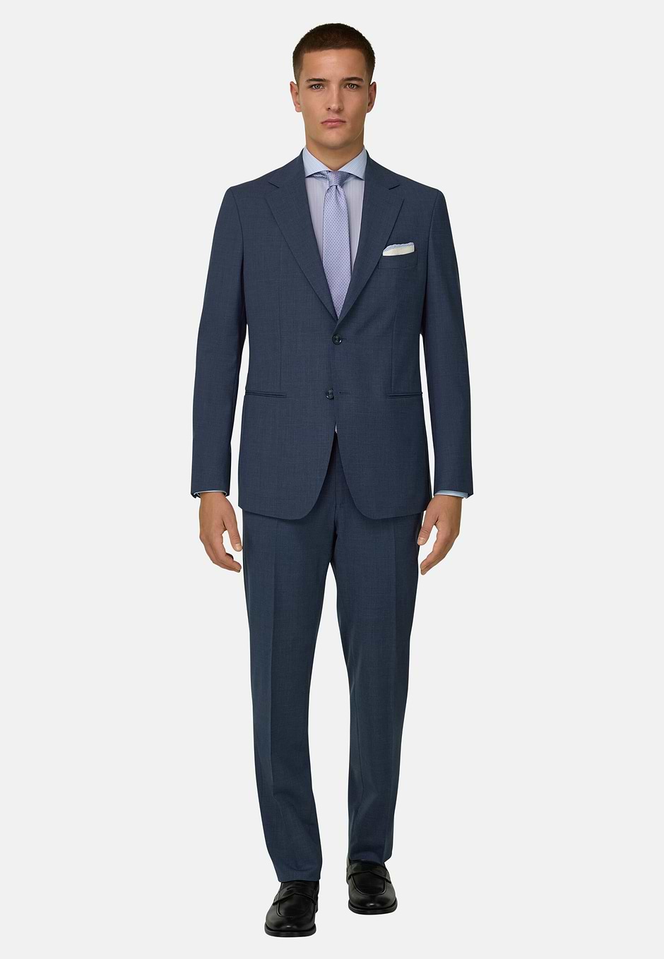 Giacca In Lana Stretch B Aria, Blu, hi-res