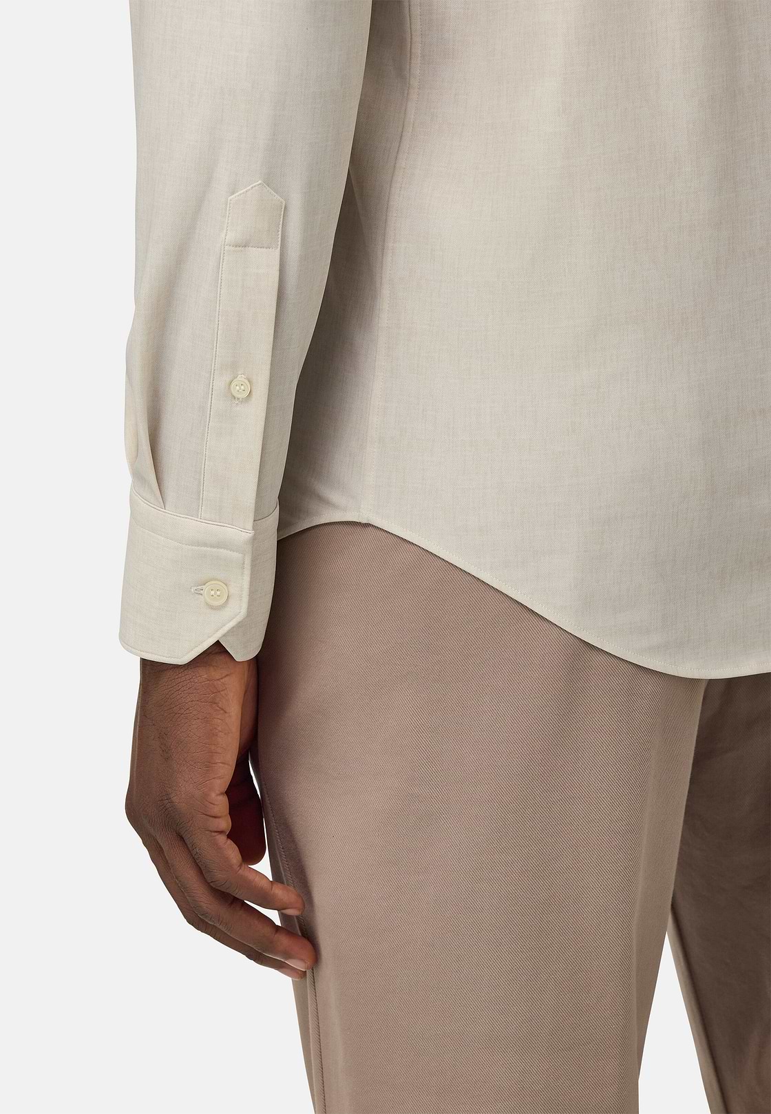 Slim Fit Stretch Nylon Shirt, Beige, hi-res