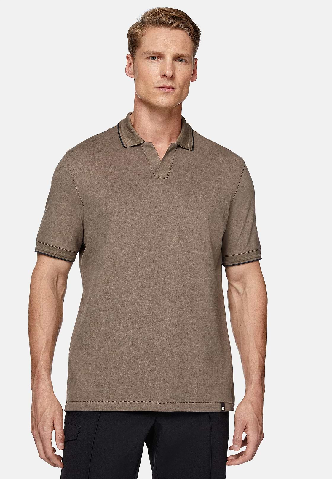 High-Performance Piqué Polo Shirt, Brown, hi-res