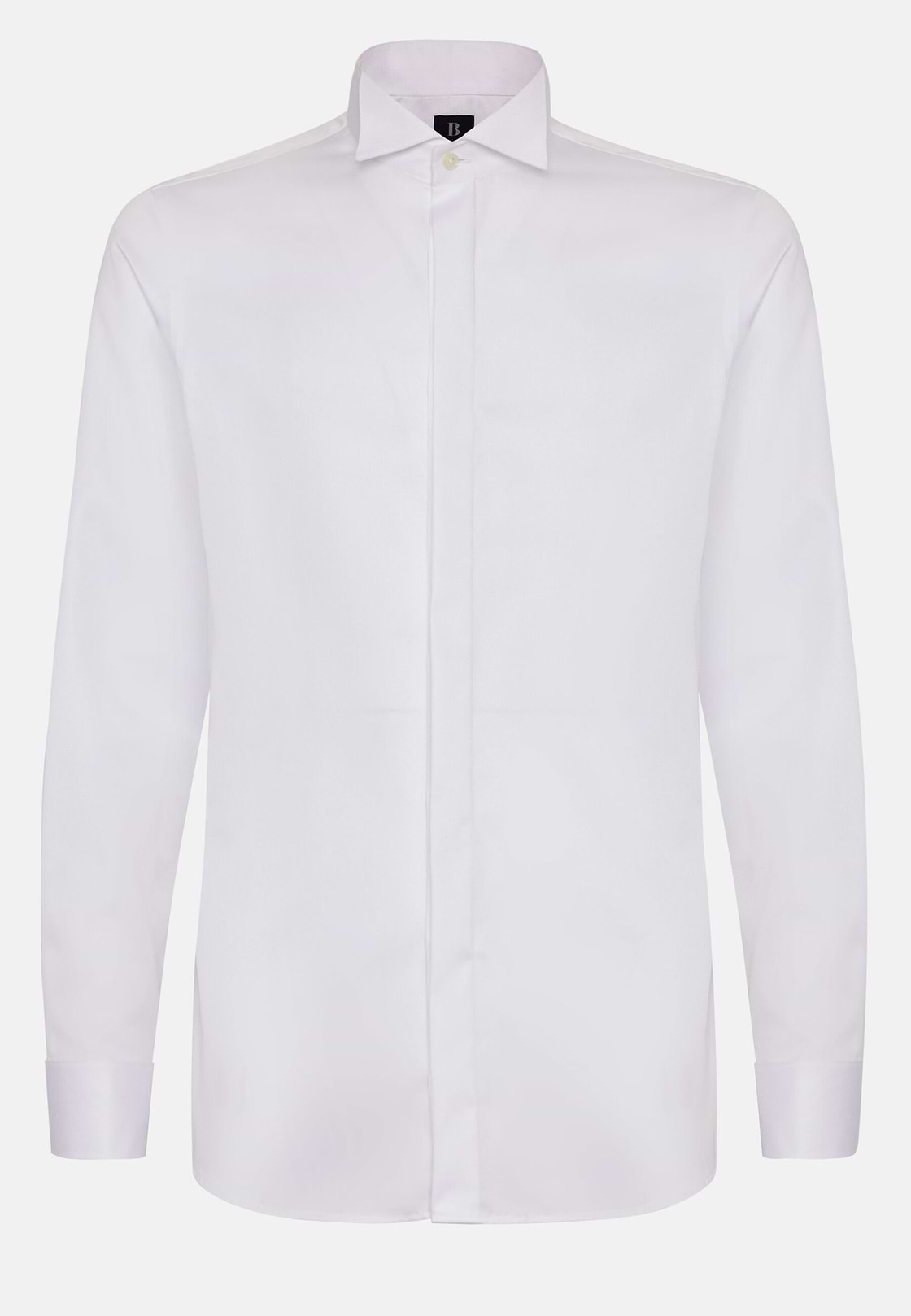 Slim fit cotton satin shirt, White, hi-res