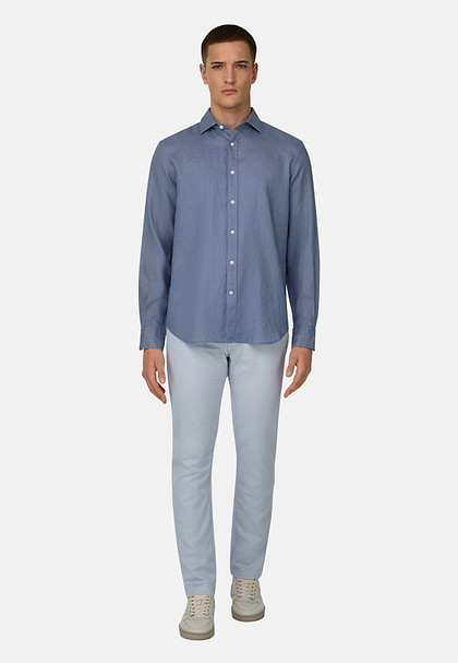Regular Fit Linen Shirt, Indigo, hi-res