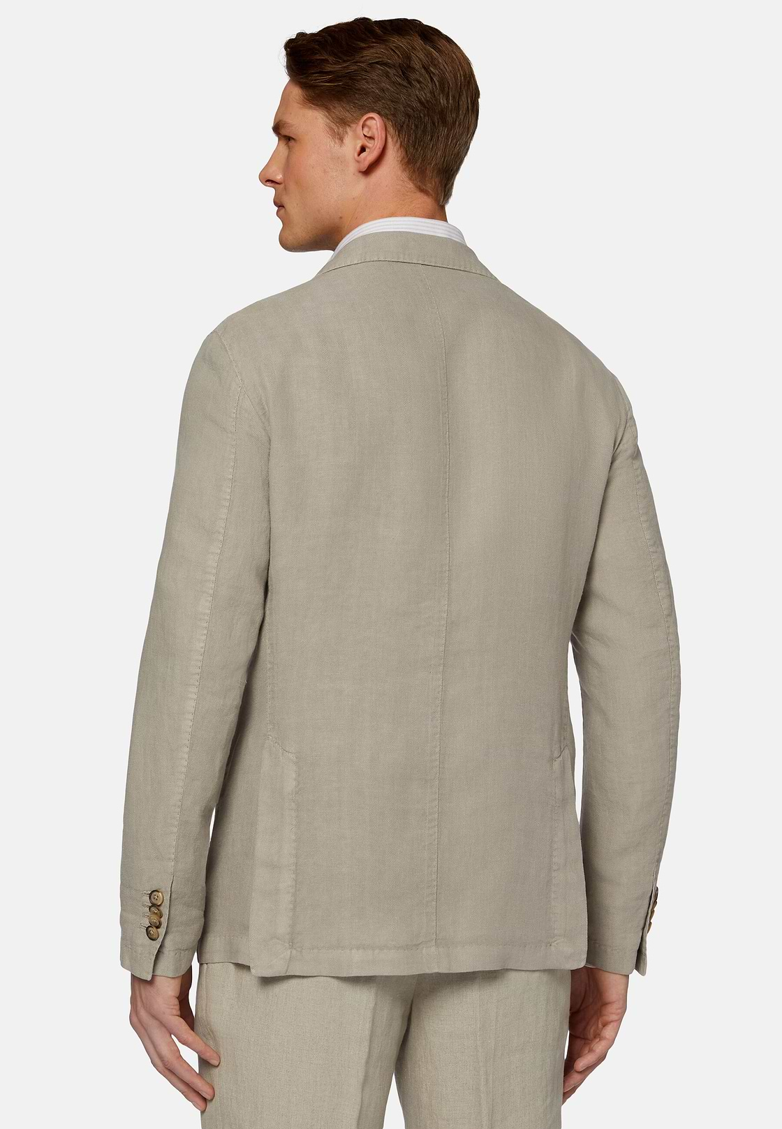 Veste Gris Tourterelle En Pur Lin, Taupe, hi-res