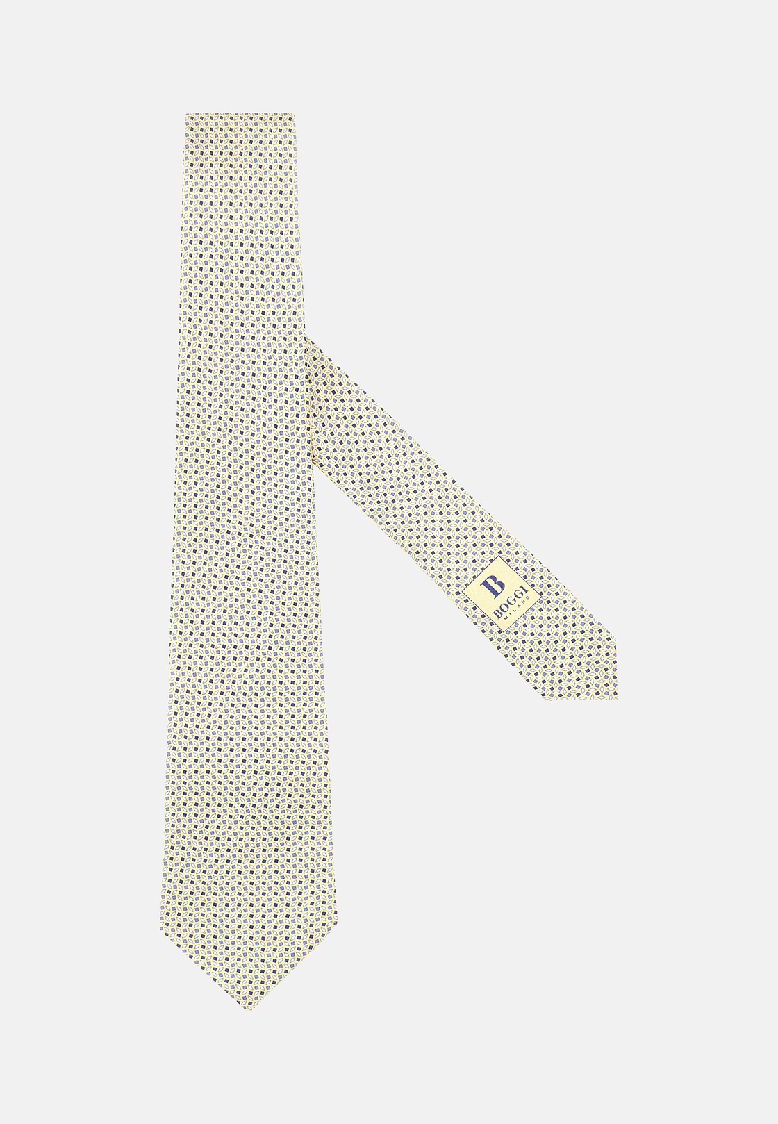 Cravate Motif Fantaisie En Soie, Jaune, hi-res