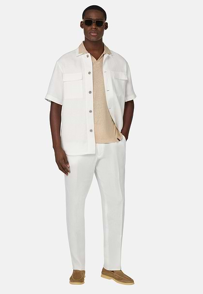 Linen Camp Overshirt, White, hi-res