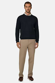 Crew Neck Jumper in Merino Wool Blend WOOLTECH, Black, thumb, 2