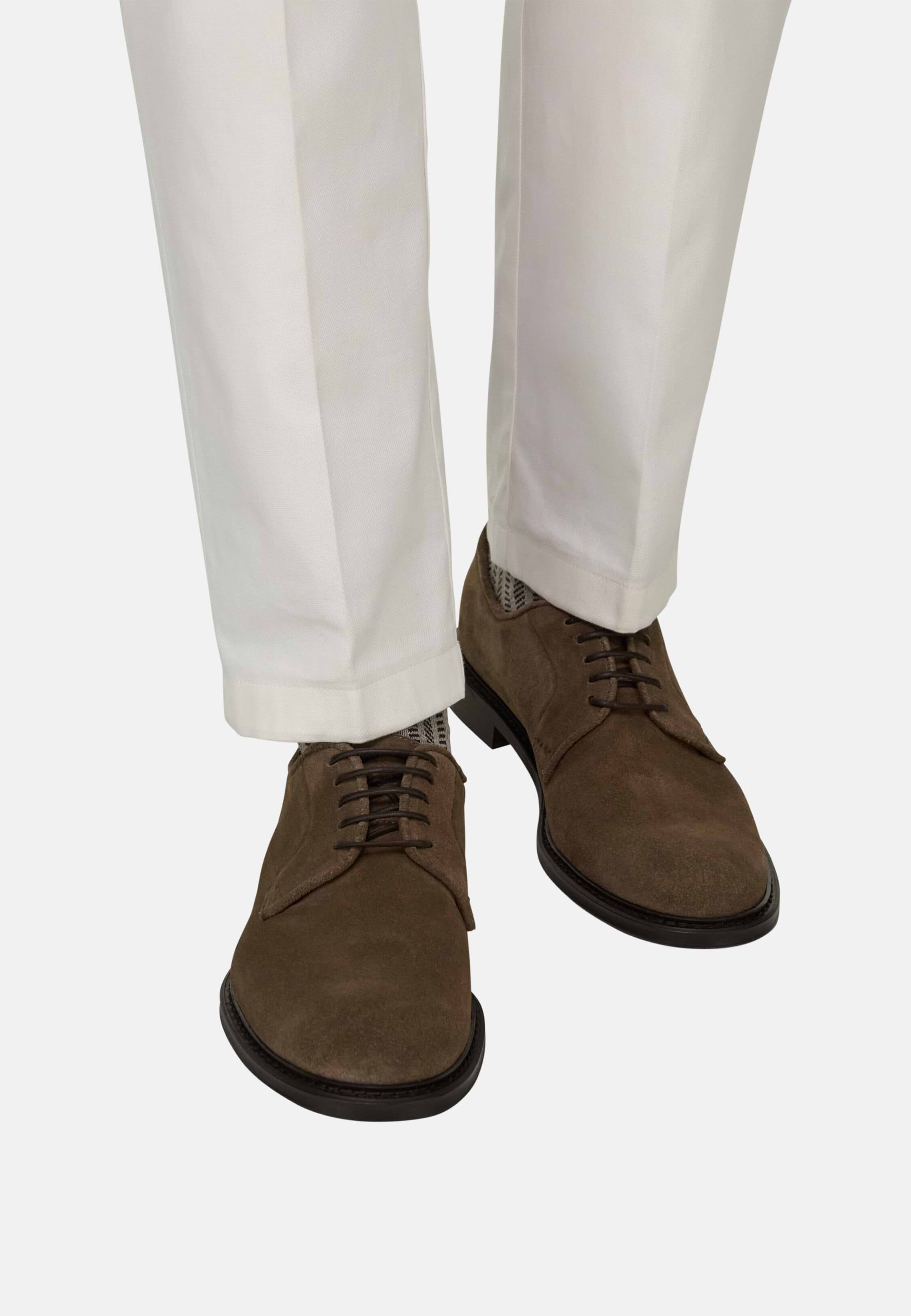 Men's Suede Derby Shoes, Taupe | Boggi Milano