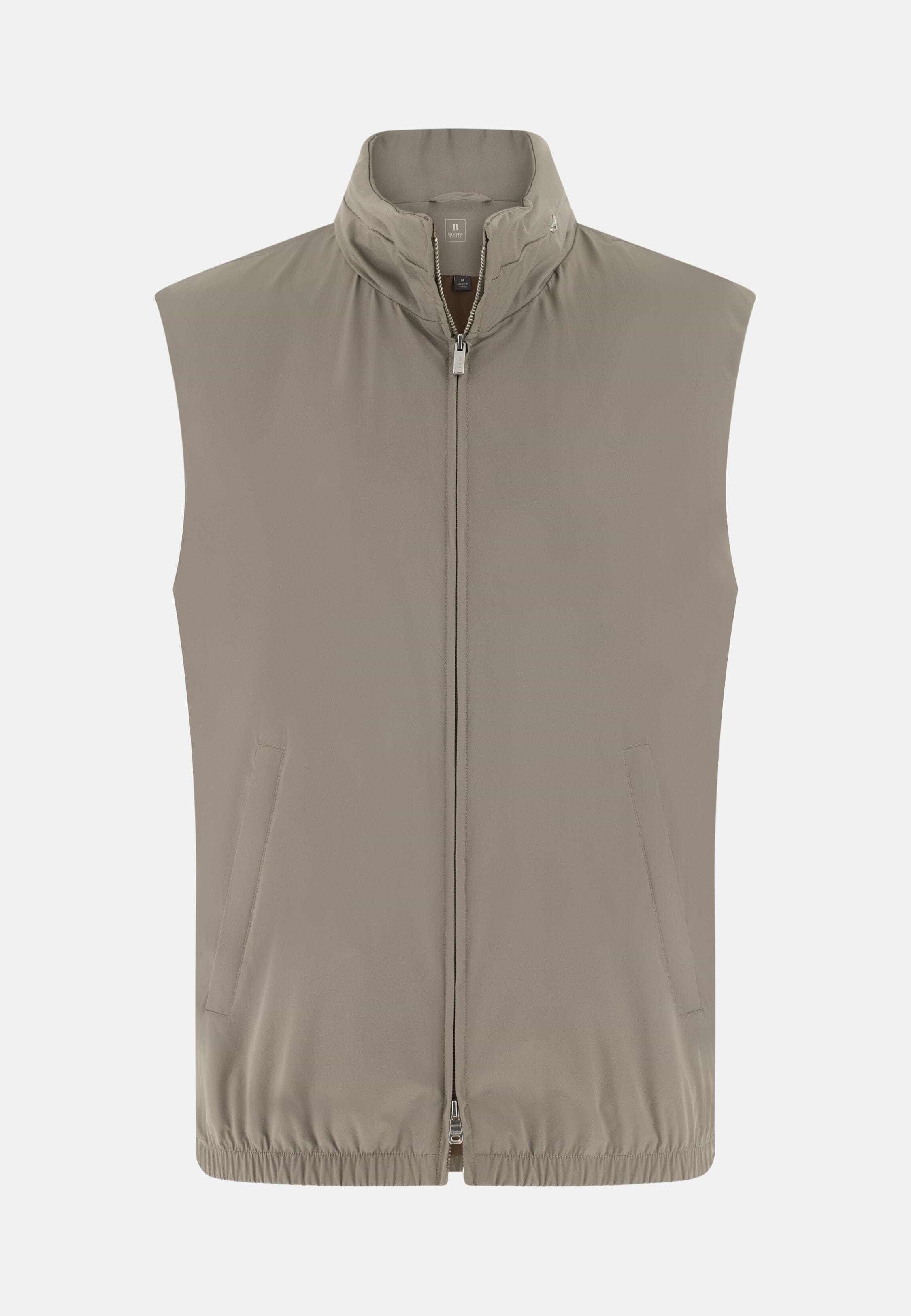 Men's Technical Fabric Gilet, Mud | Boggi Milano