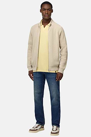 100% Organic Cotton Full-Zip Jumper, Sand, hi-res