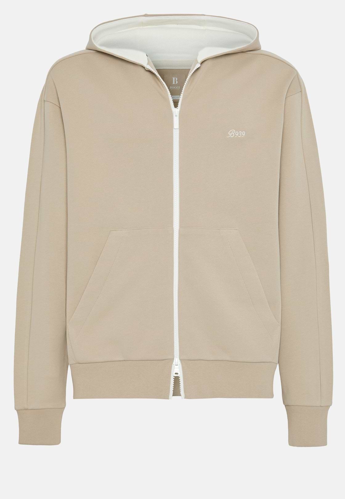 Sweat Avec Capuche En Coton Mélangé Bio, Beige, hi-res