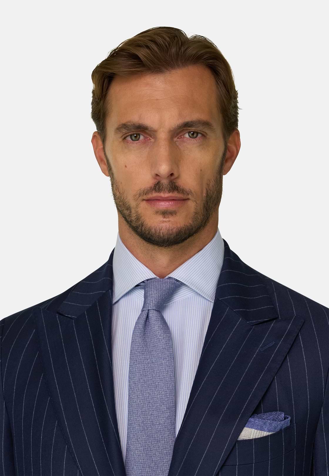 Suit Pinstripe Wool, Navy blue, hi-res, 3