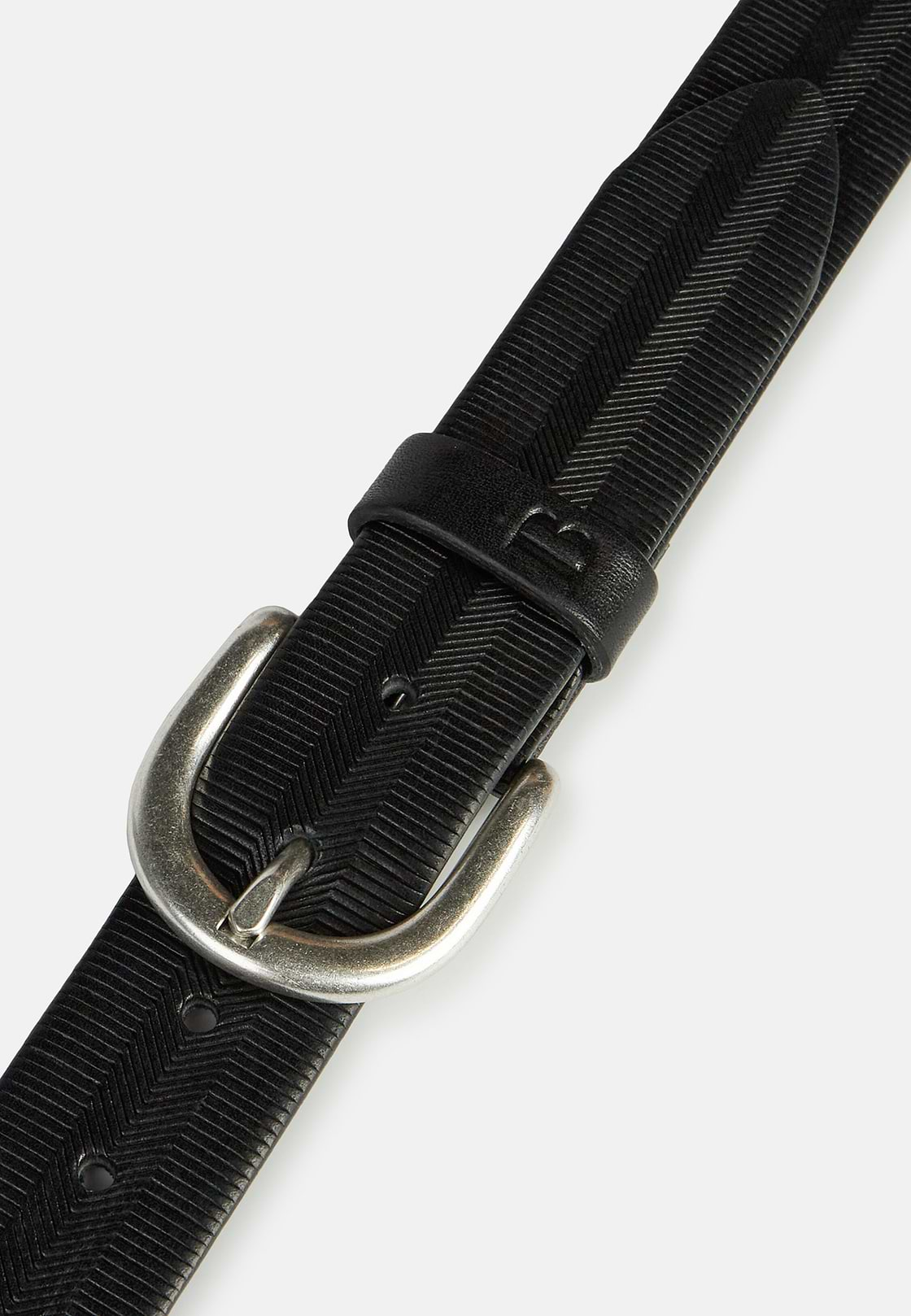 Embossed Leather Belt, Black, hi-res