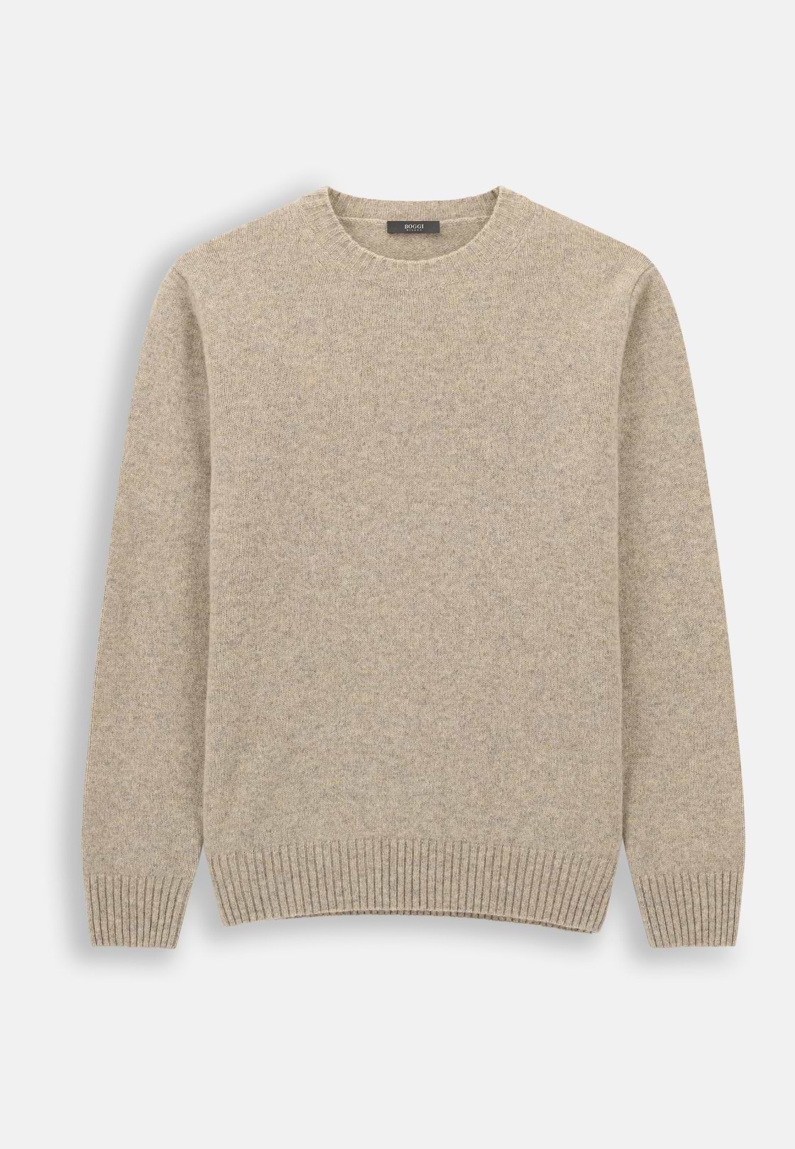 Crew Neck Jumper in Wool Blend, Sand, hi-res, 5
