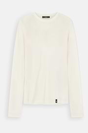 T-Shirt in Wool Blend Ribbed Fabric, White, thumb, 5