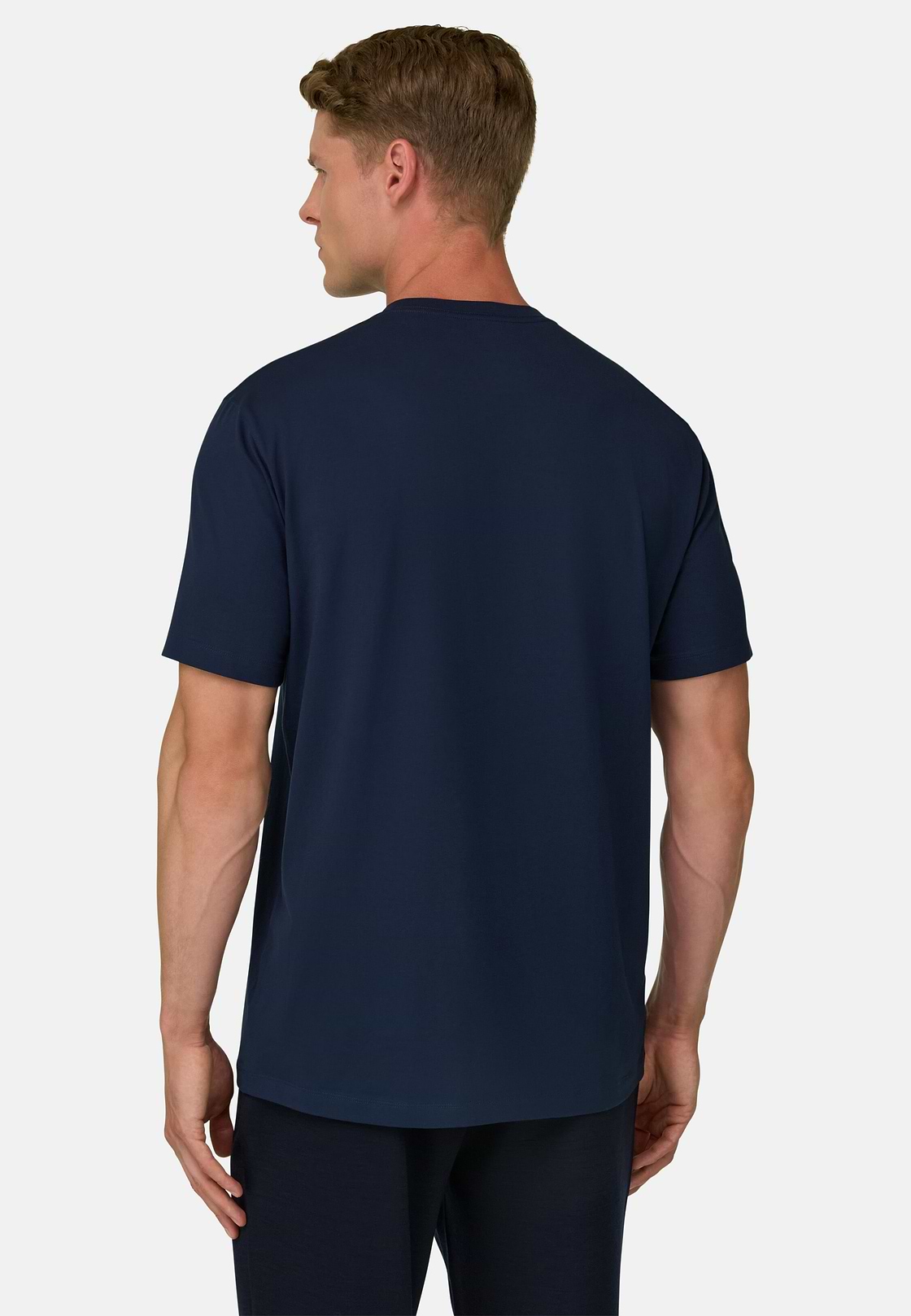 T-Shirt aus Supima-Baumwolljersey Stretchgewebe, Navy blau, hi-res, 4