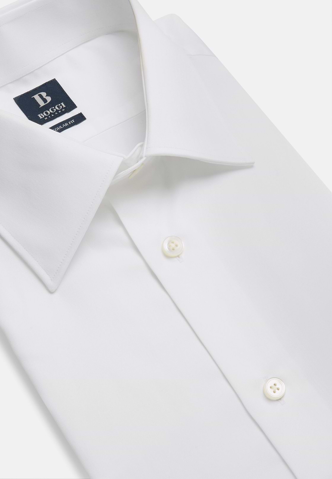Regular Fit Shirt In White Cotton Twill, White, hi-res