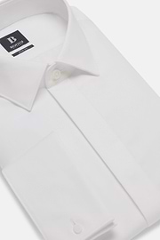 Schmale Baumwoll-Satin-Hemd, Weiß, thumb, 5
