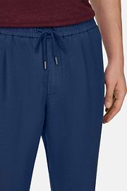 Pantalon City En Lin, Bleu, thumb, 4