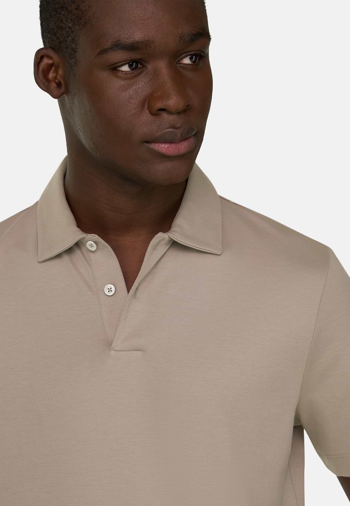 Pima Interlock Button Polo, Taupe, hi-res, 4