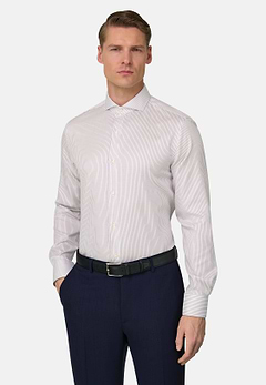 Camicia A Righe In Cotone Slim Fit