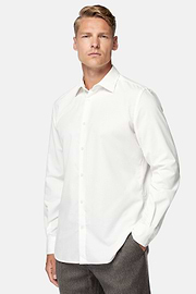 Camisa De Terciopelo De Algodón Regular Fit, Crema, hi-res