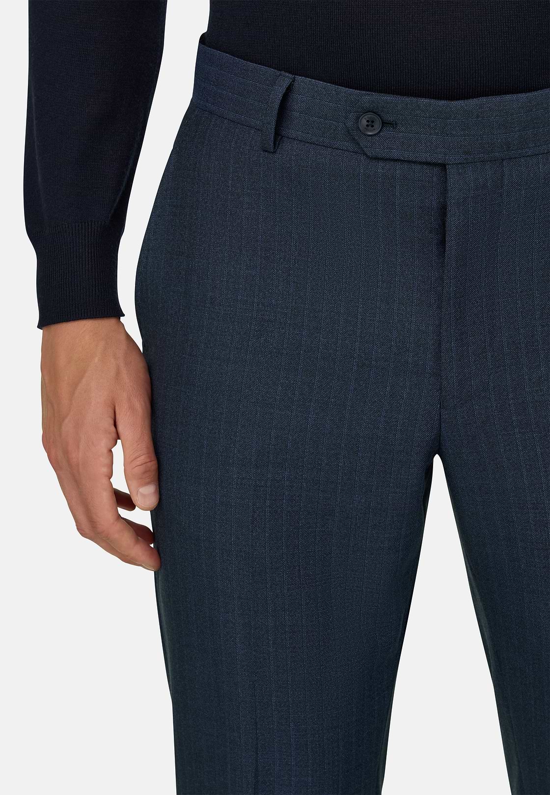 Suit in Super 130 Wool Pinstripe, Blue, hi-res, 3
