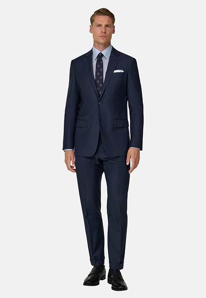 Suit in Stretch Wool Pinstripe, Navy blue, hi-res