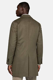 Single-breasted coat in pure cashmere., Military Green, hi-res