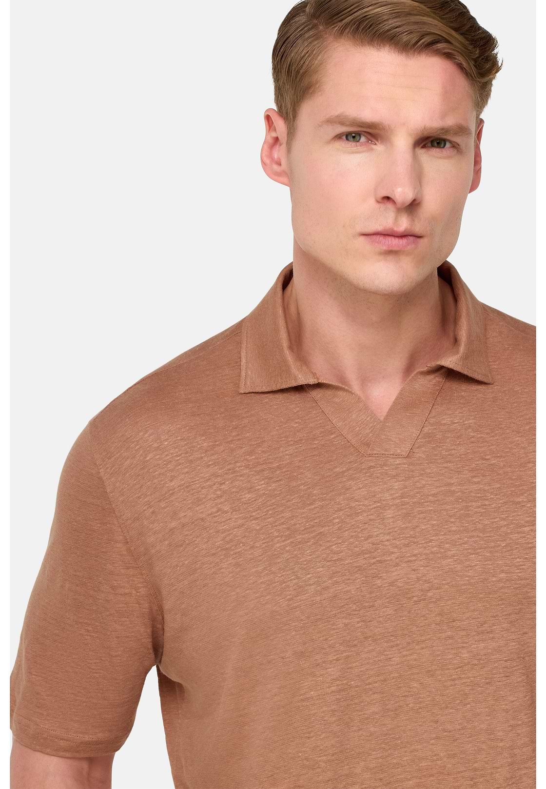 Stretch Linen Jersey Polo Shirt, Rot, hi-res