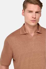 Stretch Linen Jersey Polo Shirt, Rot, hi-res