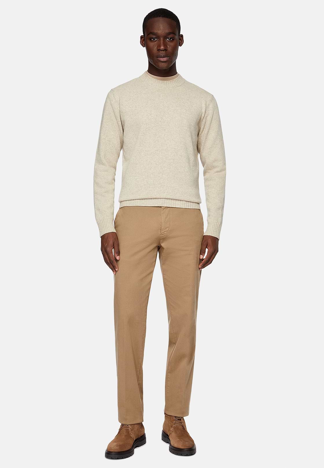 Stretch Cotton Trousers, Taupe, hi-res