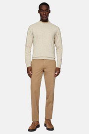 Stretch Cotton Trousers, Taupe, hi-res