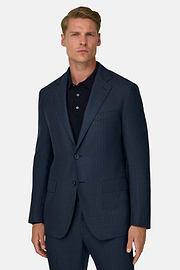 Suit in Super 130 Wool Pinstripe, Blue, thumb, 1