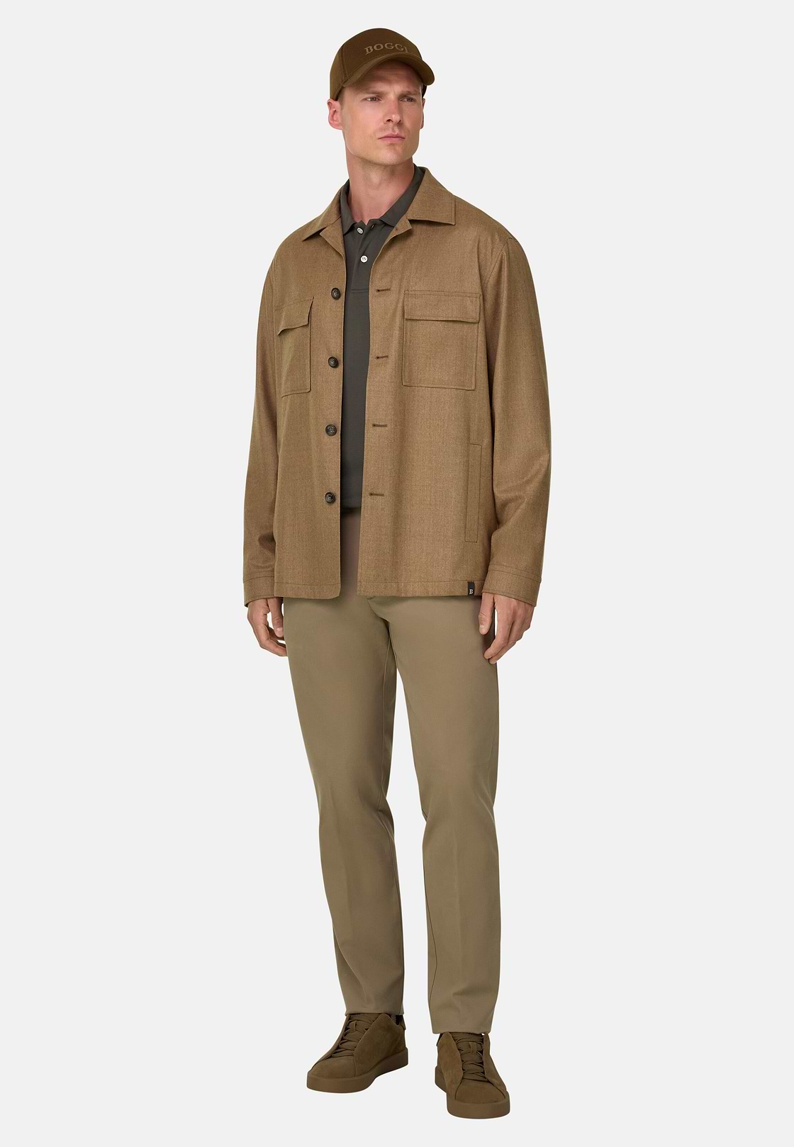 Shacket in Wool Flannel, Biscuit, hi-res, 2