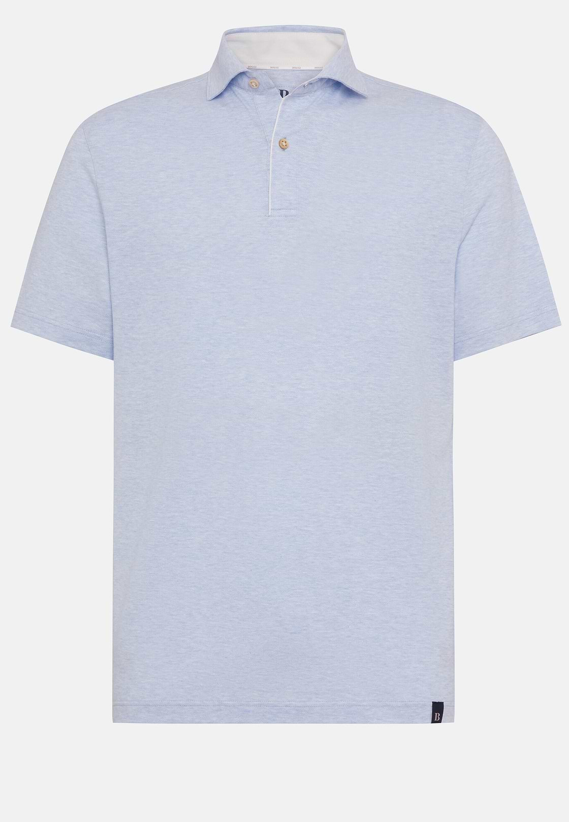 Cotton/Linen Piqué Polo Shirt, Light Blue, hi-res