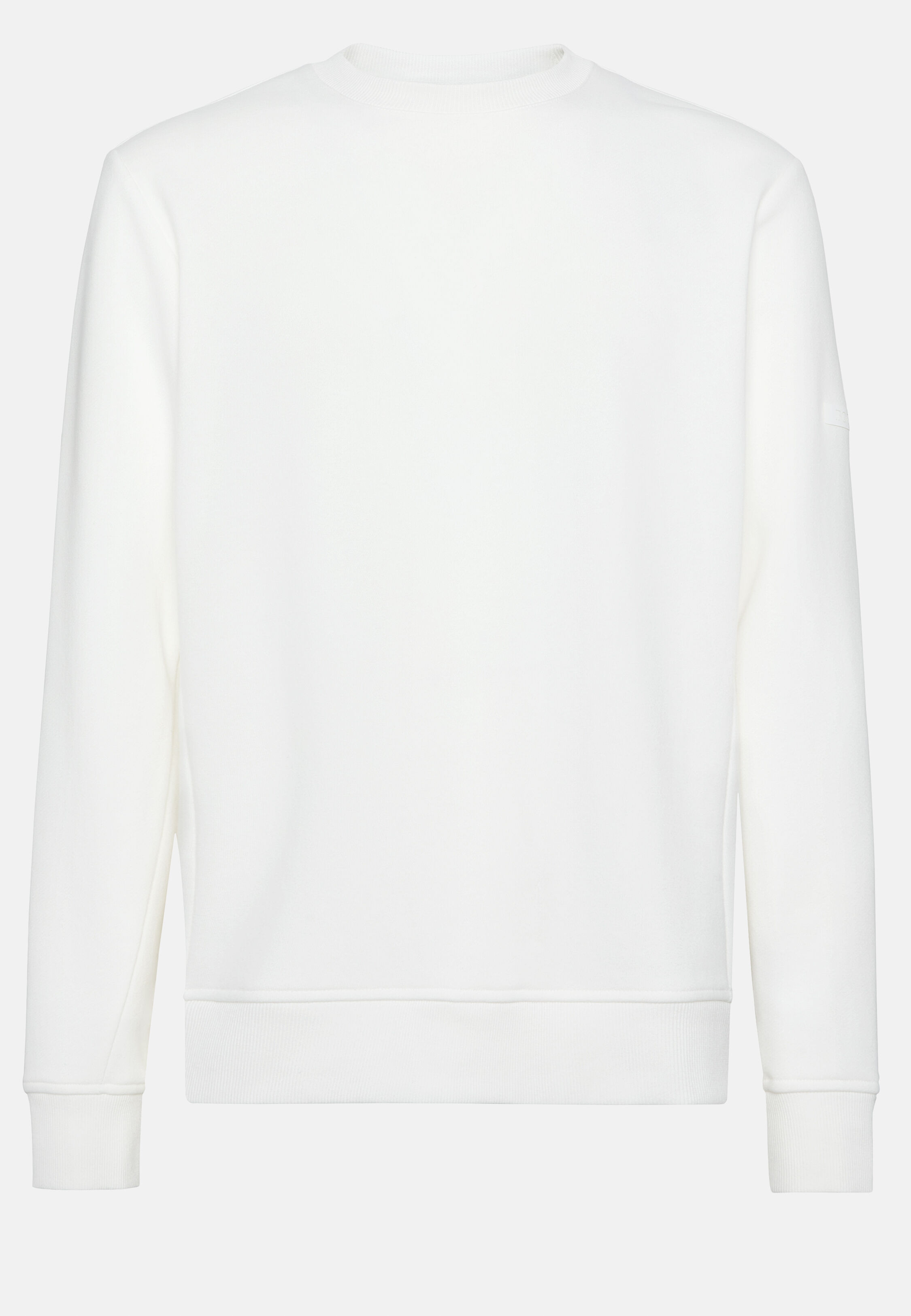 Cotton Mixed Crew Neck Sweater, White, hi-res