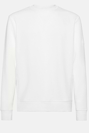Cotton Mixed Crew Neck Sweater, White, hi-res
