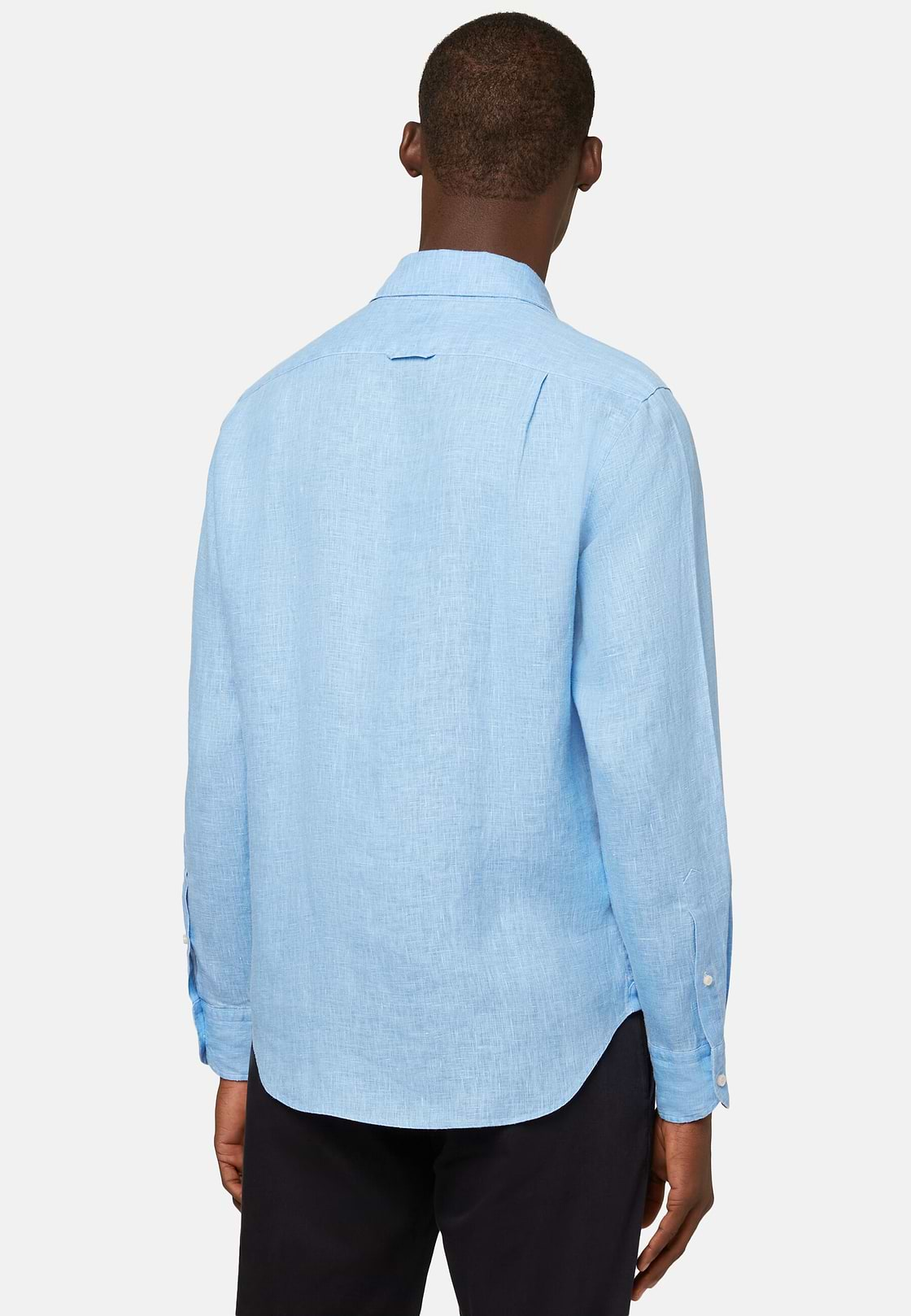 Chemise Bleu Clair En Lin Coupe Droite, Bleu clair, hi-res