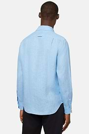 Regular Fit Sky Blue Linen Shirt, Light Blu, hi-res