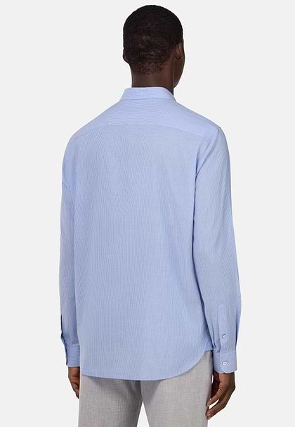 Regular Striped Cotton Poplin Shirt, Light Blue, hi-res